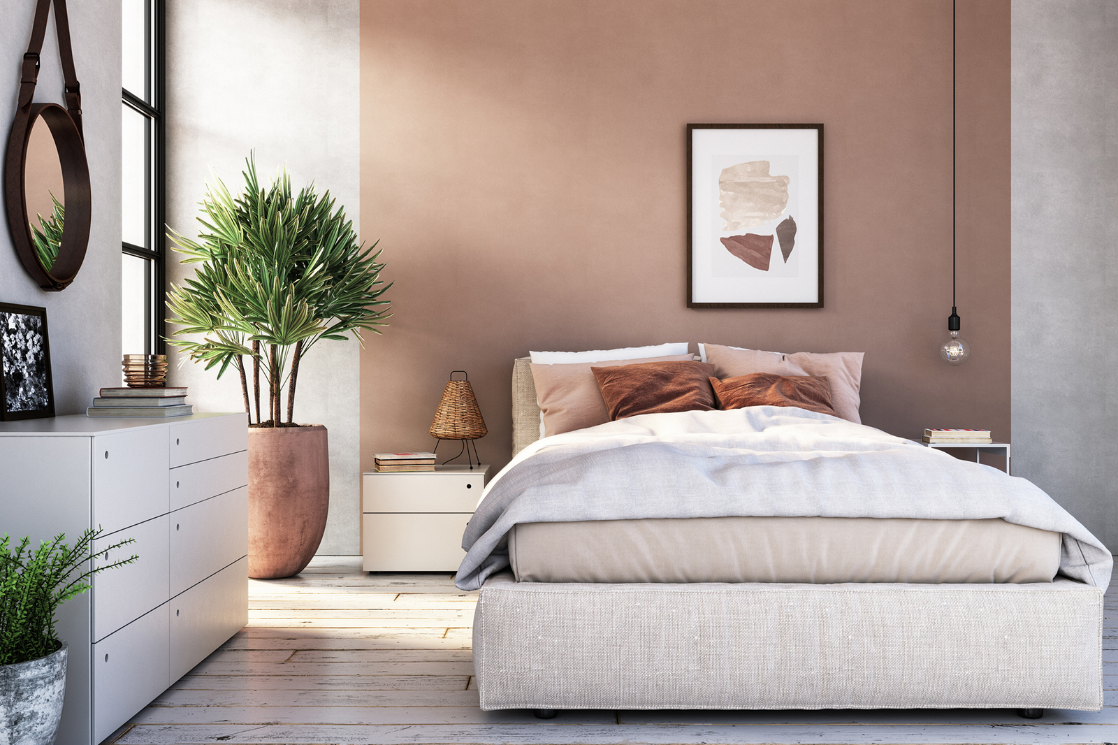 bedroom interior design with plants