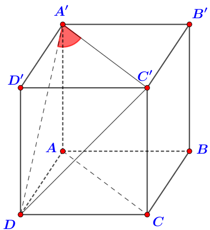 Cho hình lập phương (ABCD.A'B'C'D'). Góc giữa hai đường thẳng (AC) và (A'D) bằng</p> 2