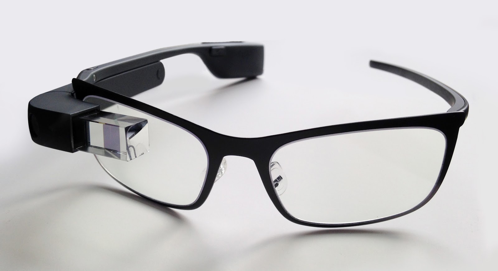 A Google Glass with black ...