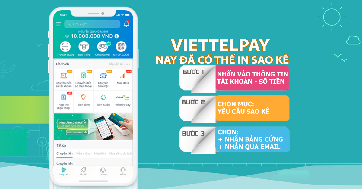 Sao kê lương qua ứng dụng ViettelPay