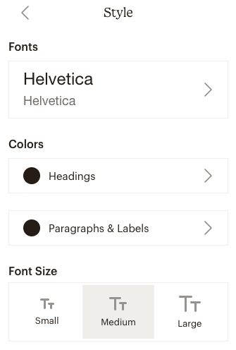 Mailchimp's styling options