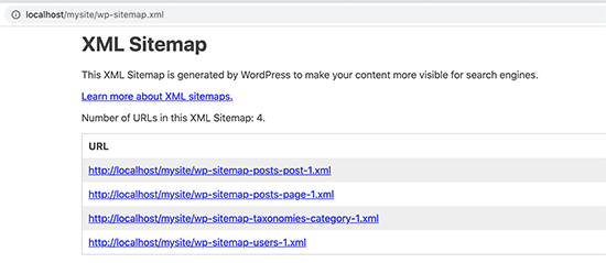 Sitemap XML padrão do WordPress