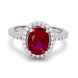 Hues Classic Oval Ruby Ring In 925 Silver
