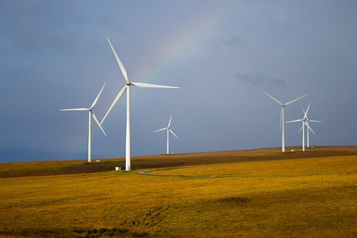 Windmills, Rainbow, Fields