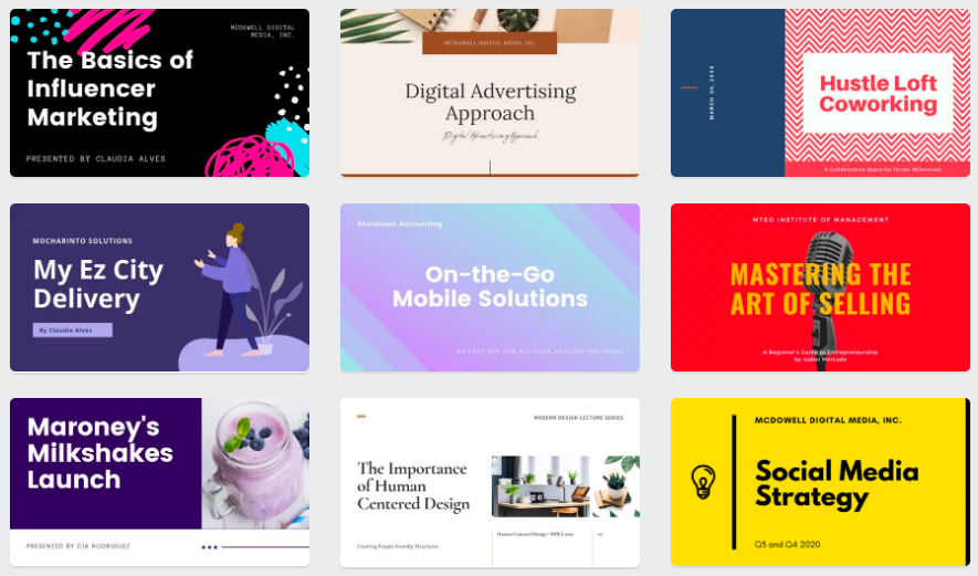 canva's marketing presentation templates