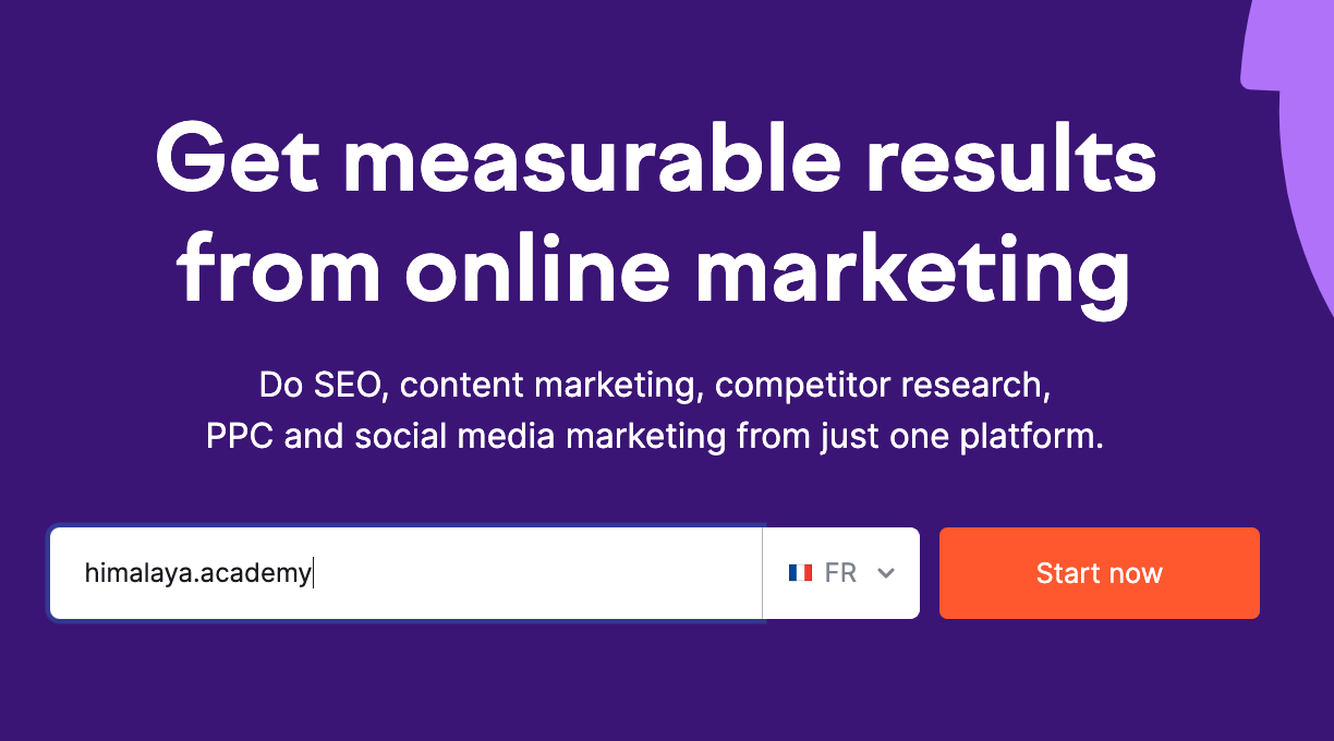 Recherche de mots clés SEO avec Semrush