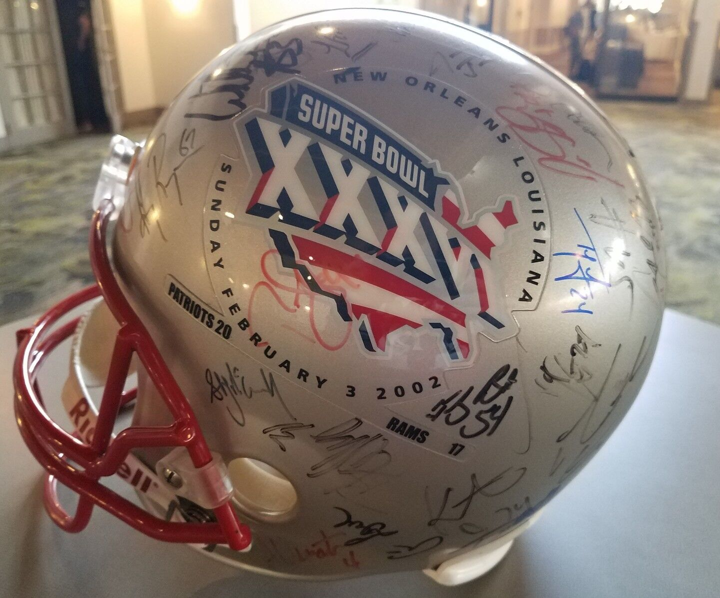 Most valuable Super Bowl Merch: Patriots Super Bowl 36 XXXVI Signed Helmet