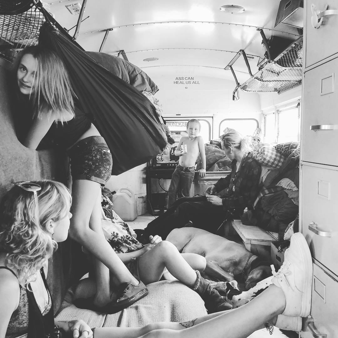 living in a bus