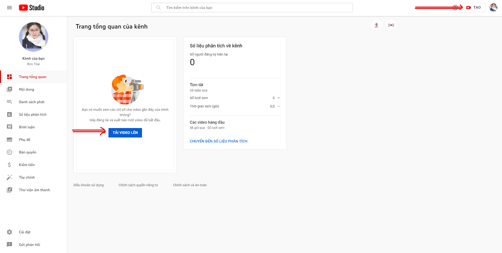 Tải Video Short lên Youtube Studio