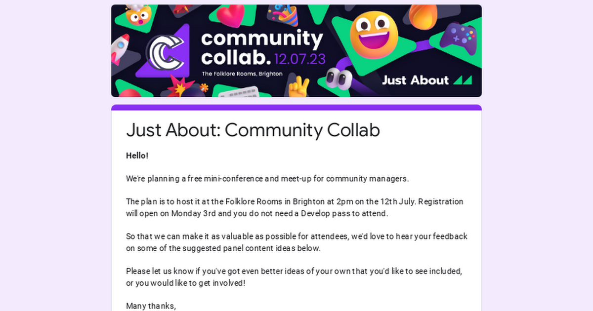 Just About: Community Collab
