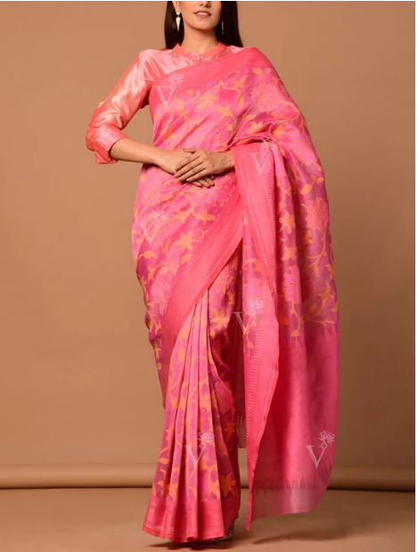 Pink Banarasi Silk Handloom Saree