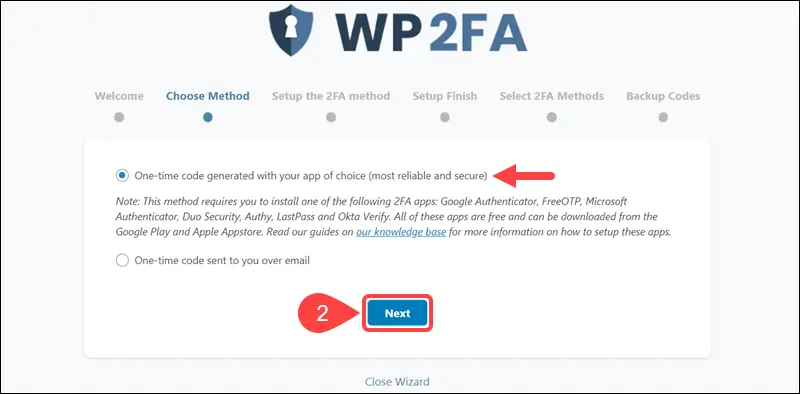 secure WordPress site - WP2FA