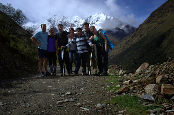 Group shot with Mount Huamantay in the background