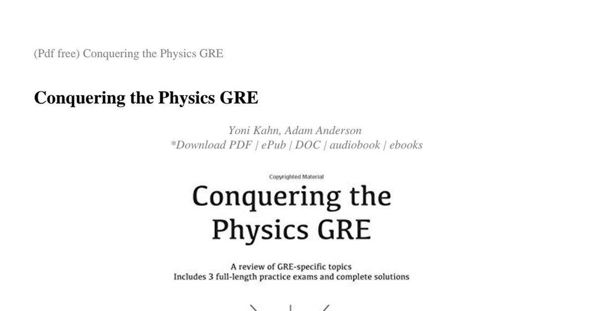 conquering the physics gre pdf free download