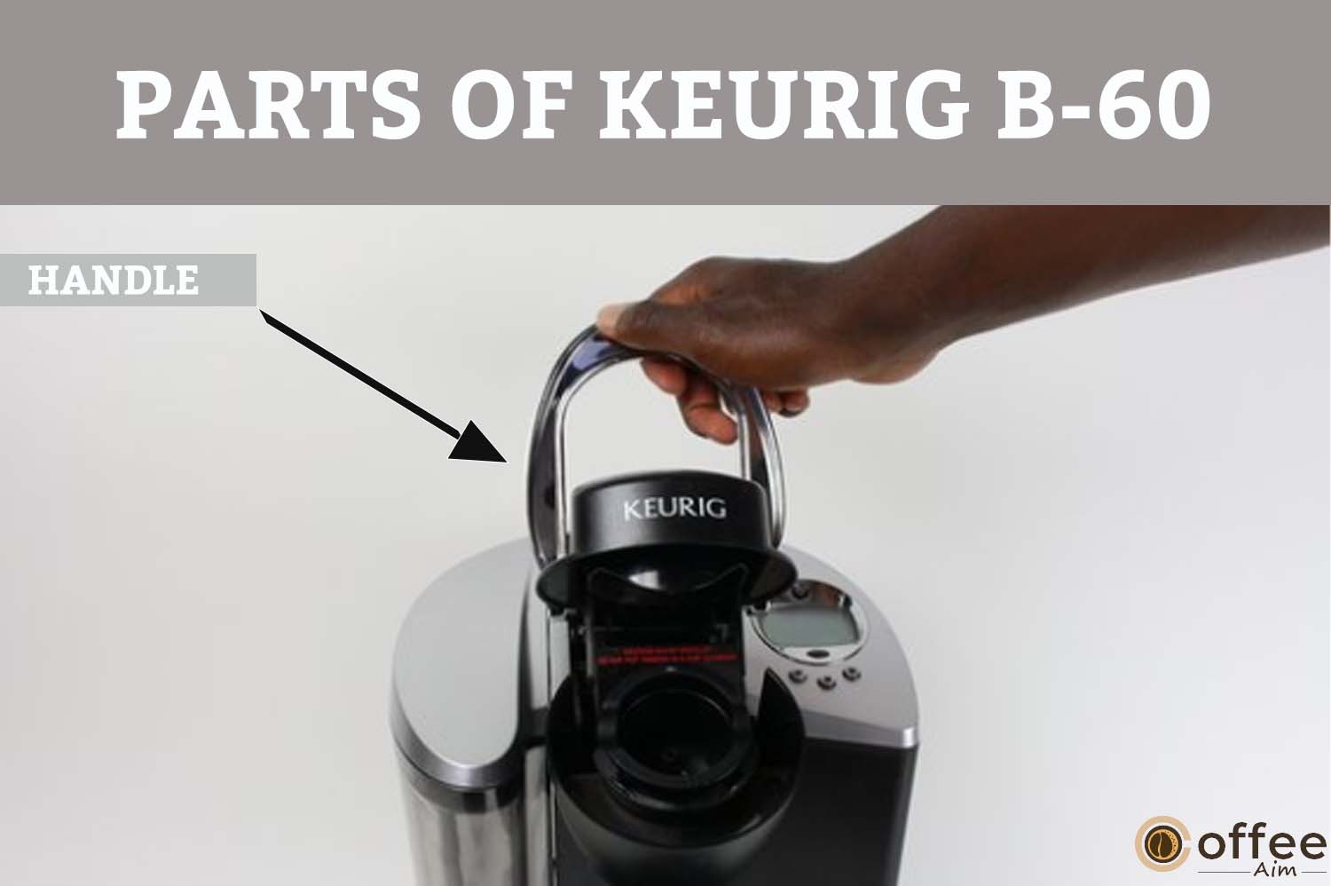 The handle on the upper front of your coffee maker allows you to open the K-Cup holder. Insert your K-Cup pod for brewing flavorful coffee by lifting the handle.