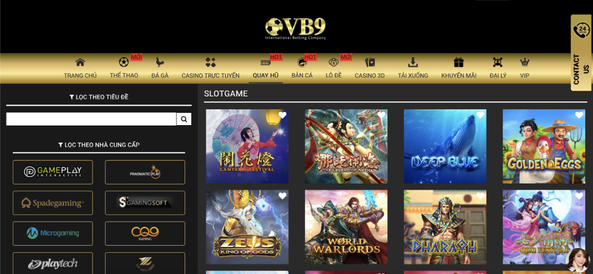 VuaBai9 được xếp hạng Top 12 nhà cái Slot Games