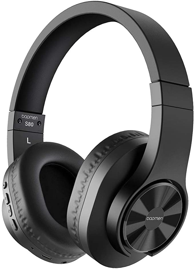 bopmen S80 Bluetooth Over Ear Headphones - Wireless and Wired Headphones with Deep Bass Headset, Comfortable Ear Cups, Built-in Microphone for Phone iPad PC Laptop Notebook Music