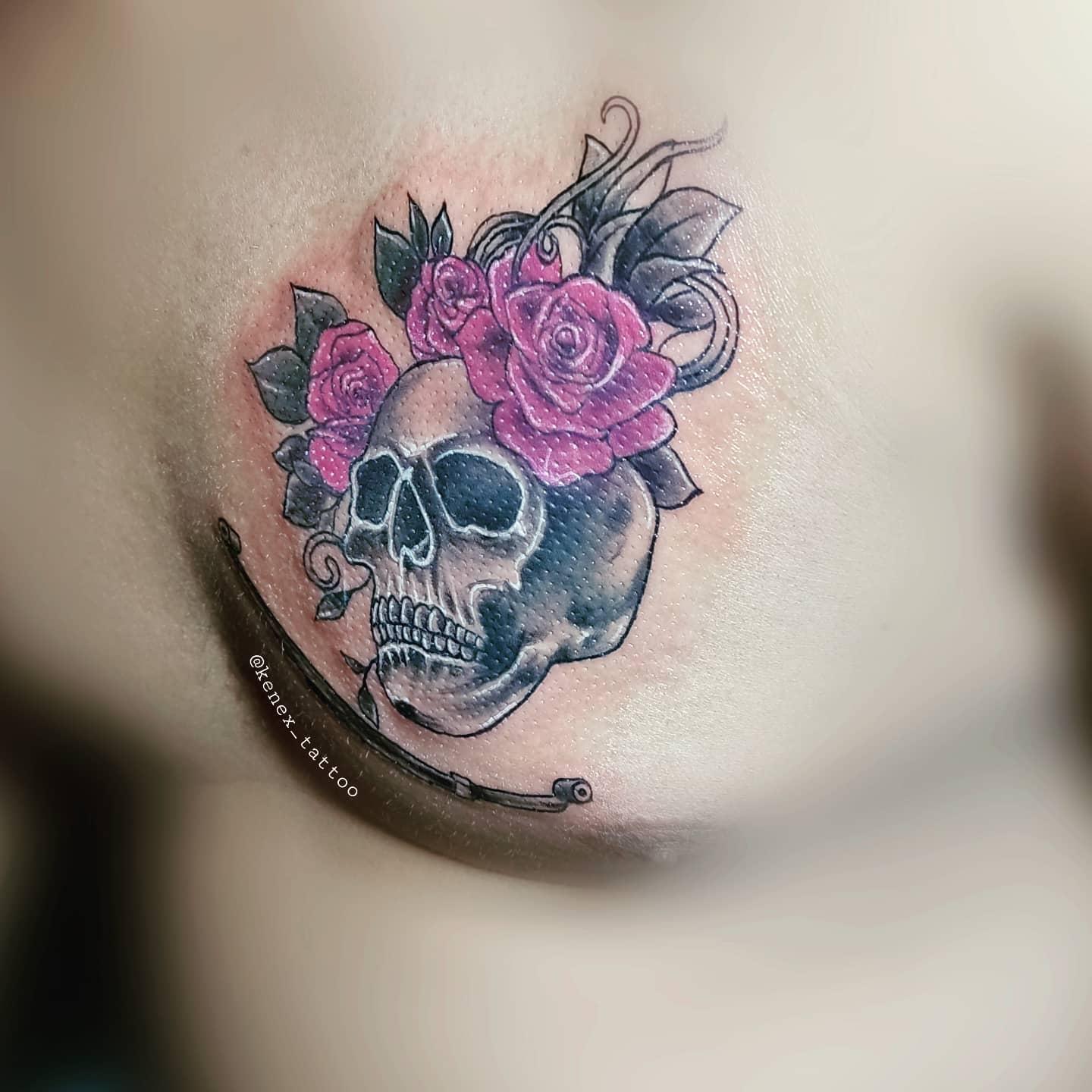 Skull and Rose Tattoo