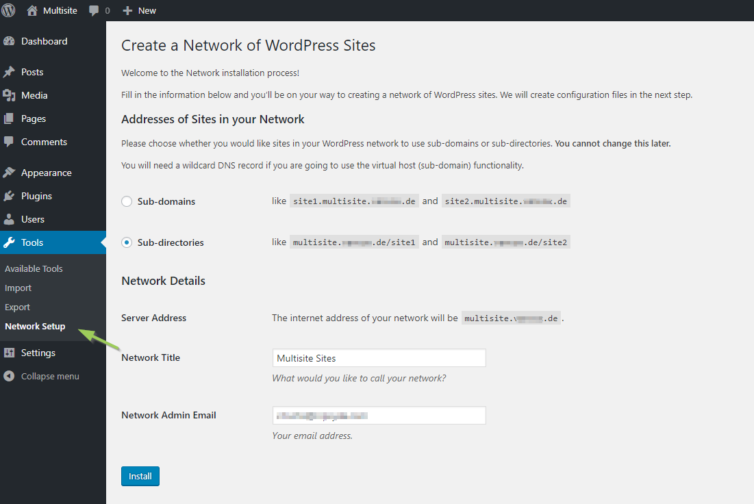 Create a network of WordPress sites