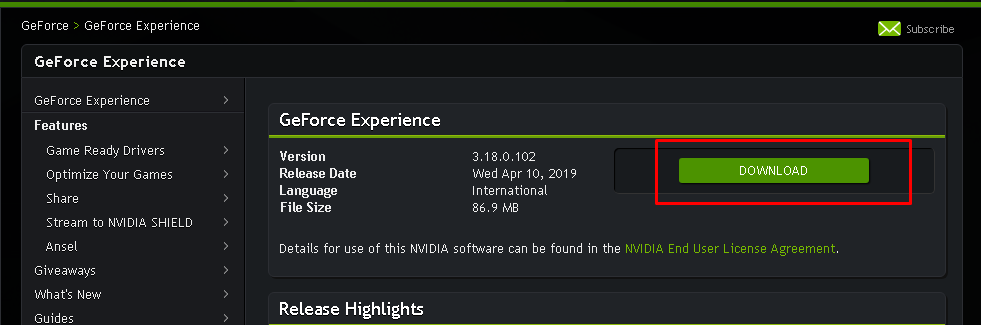 Geforce on your windows 10/8/7