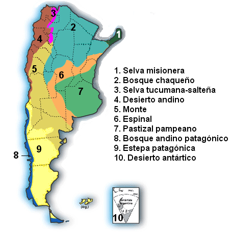Mapa de biomas de Argentina - Mapa de Argentina