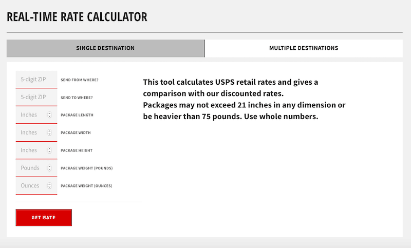 Calculadora de tarifas en tiempo real para envíos de lotes
