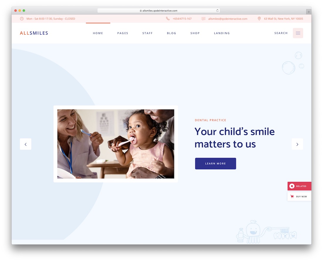 tema de dentista de wordpress de allsmiles