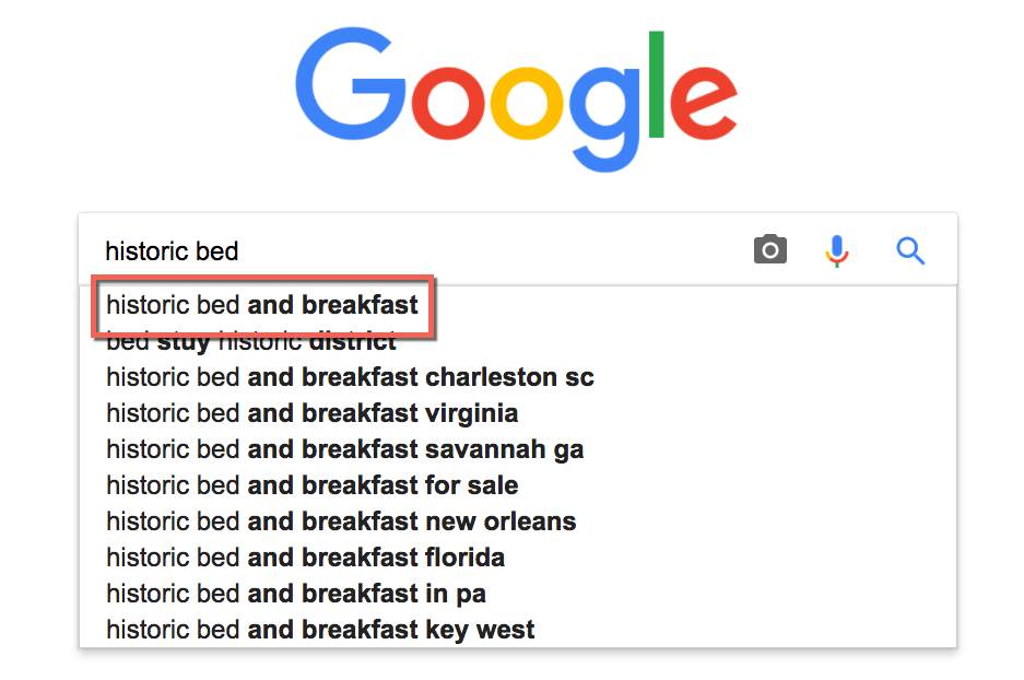 Ejemplo de búsqueda de Google