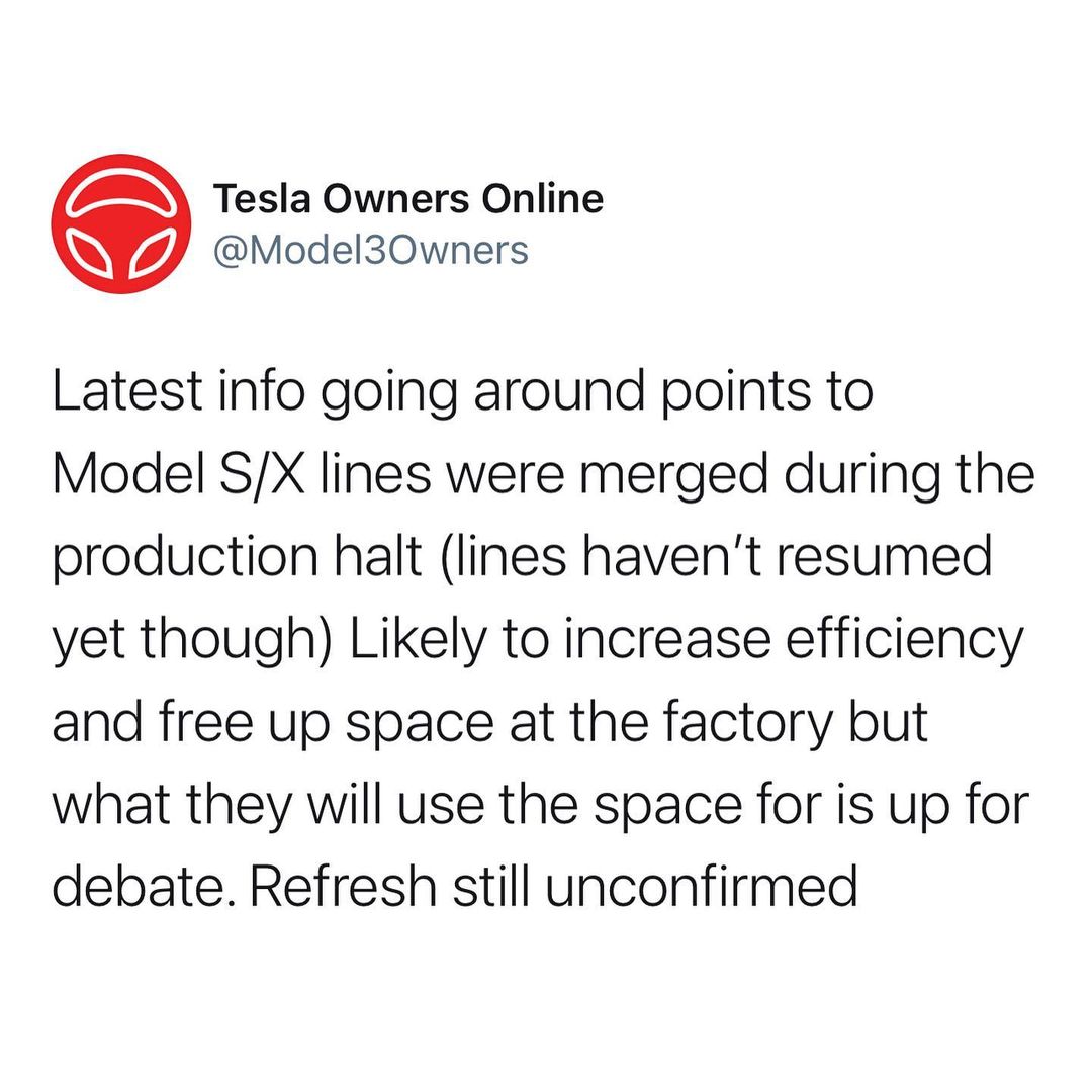 Tweet about Tesla Model S et Model X revamp 2