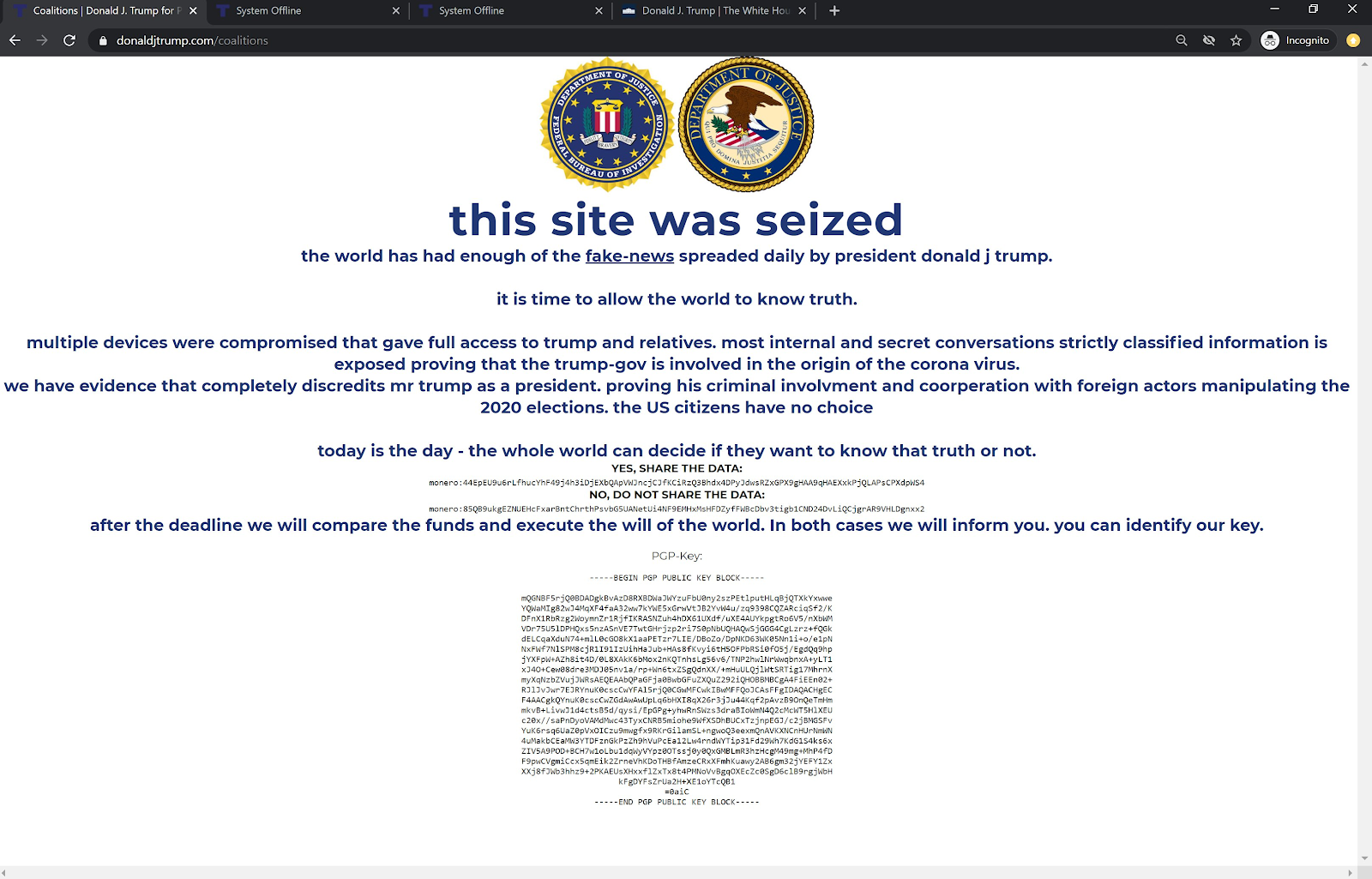 Site de Donald Trump Hackeado