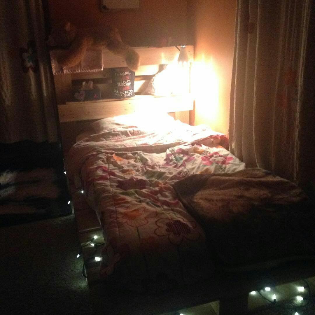 DIY Pallet Bed lights dark.jpg