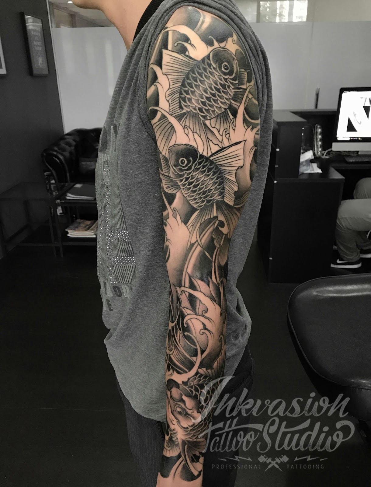 ลายสักปลาทองแขน10