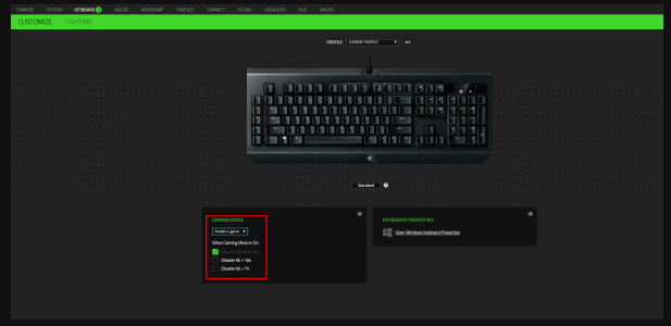 Razer keyboards can be formatted and gaming mode disabled by using the Razer Synapse software.