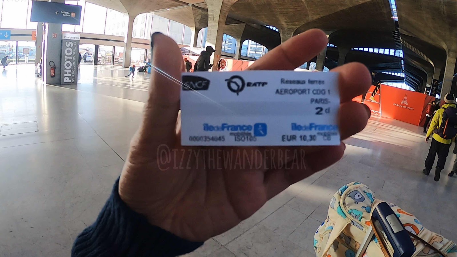 Izzy the Wander Bear - Train Ticket in Paris from The Airport
