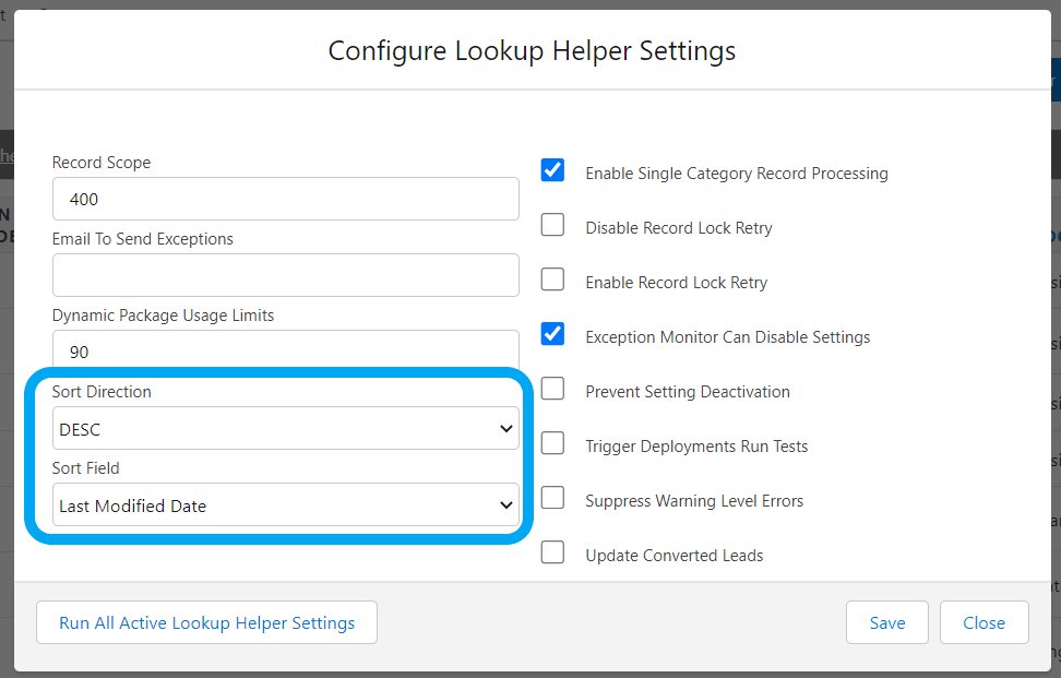 Lookup Helper Settings image