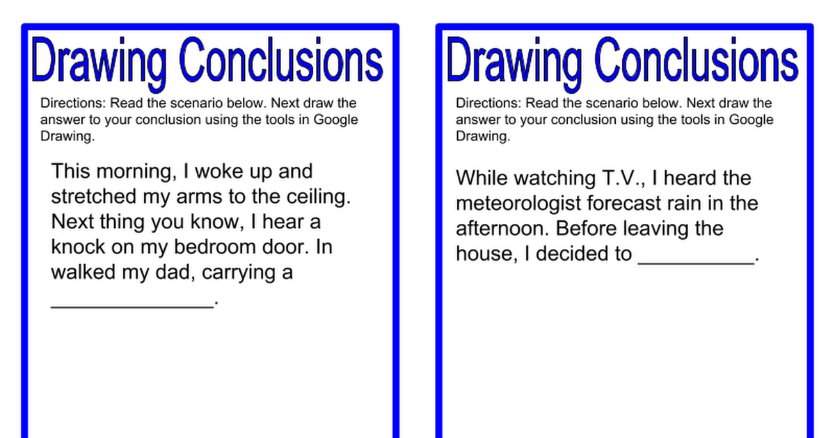 Drawing Conclusions Task Cards (Google Drawing)