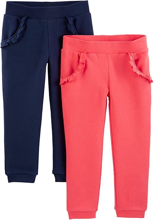Simple Joys by Carter's Toddler Girls' Pull on Fleece Pants, Pack of 2