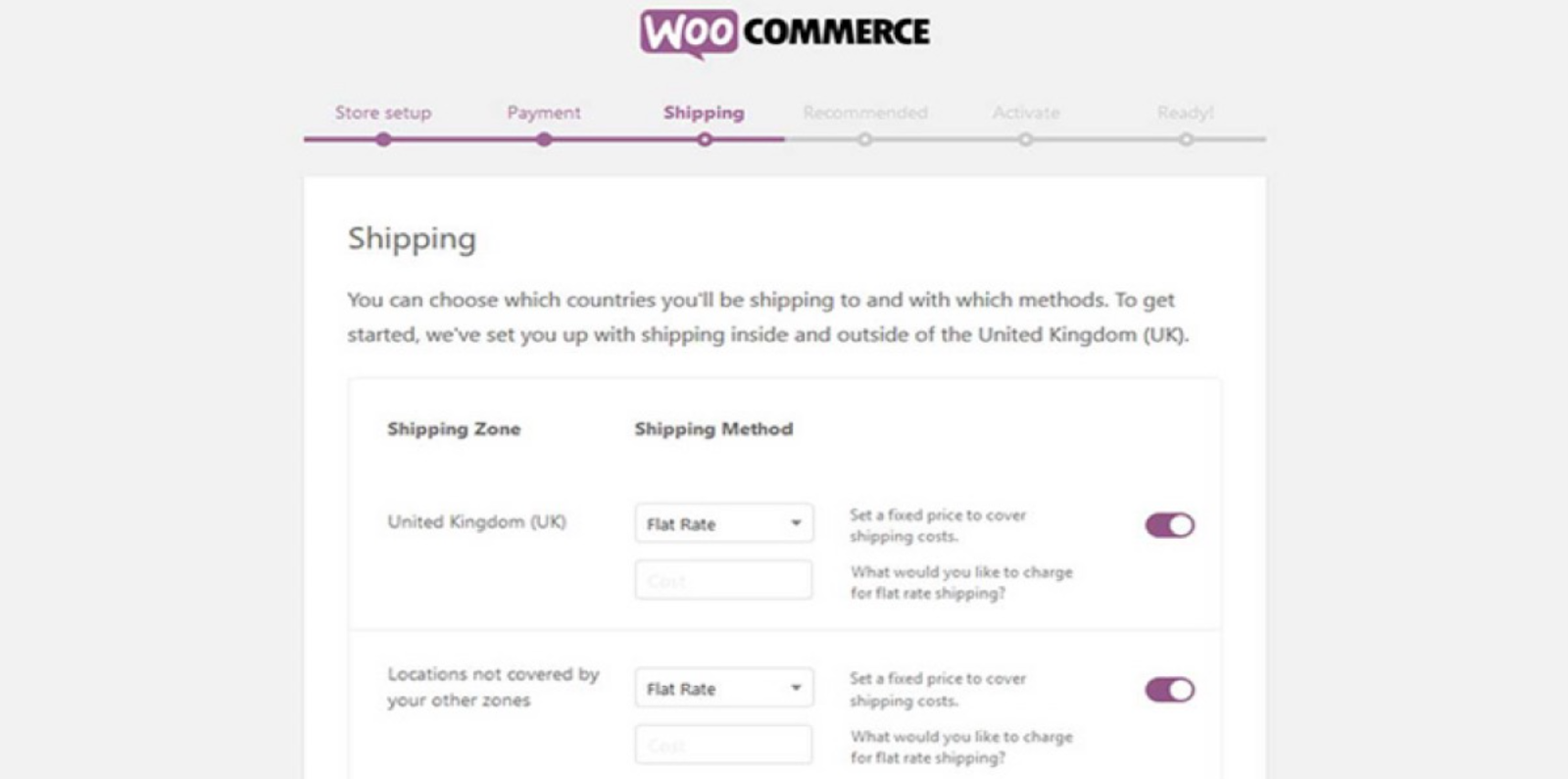 WooCommerce shipping options