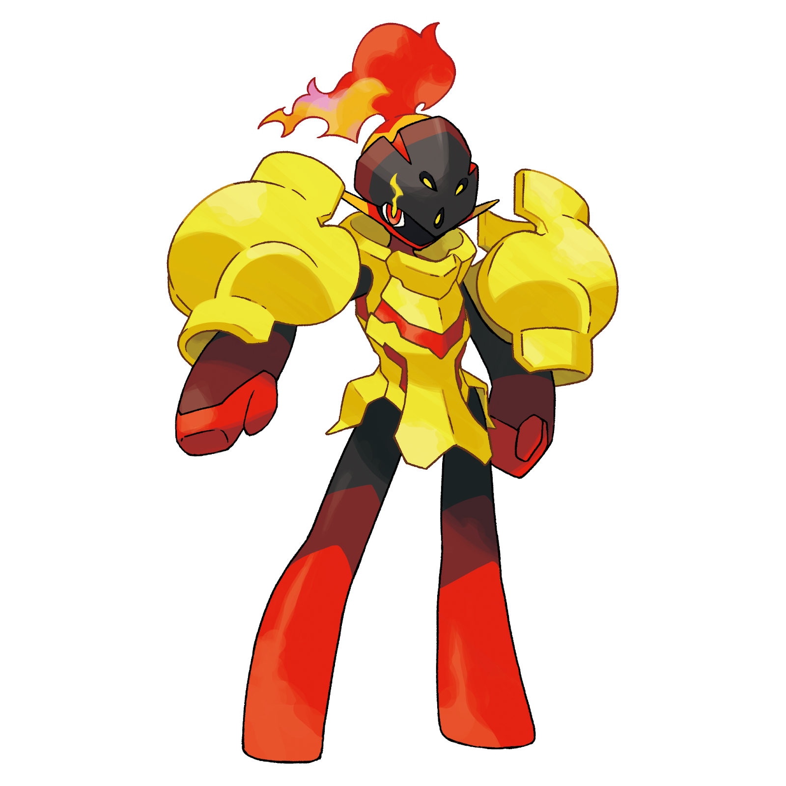Armarouge, a fiery red warrior Pokemon.