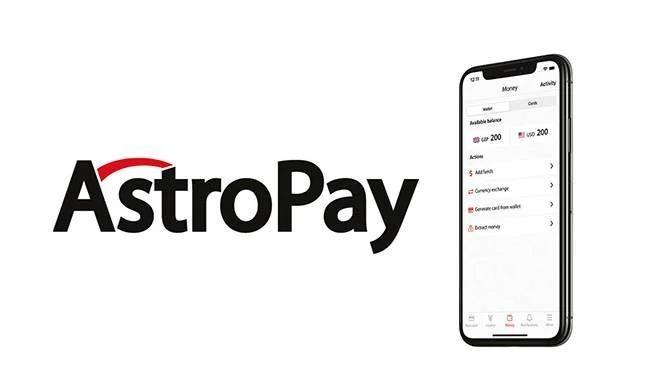 Astropay on white background and mobile phone on the right site