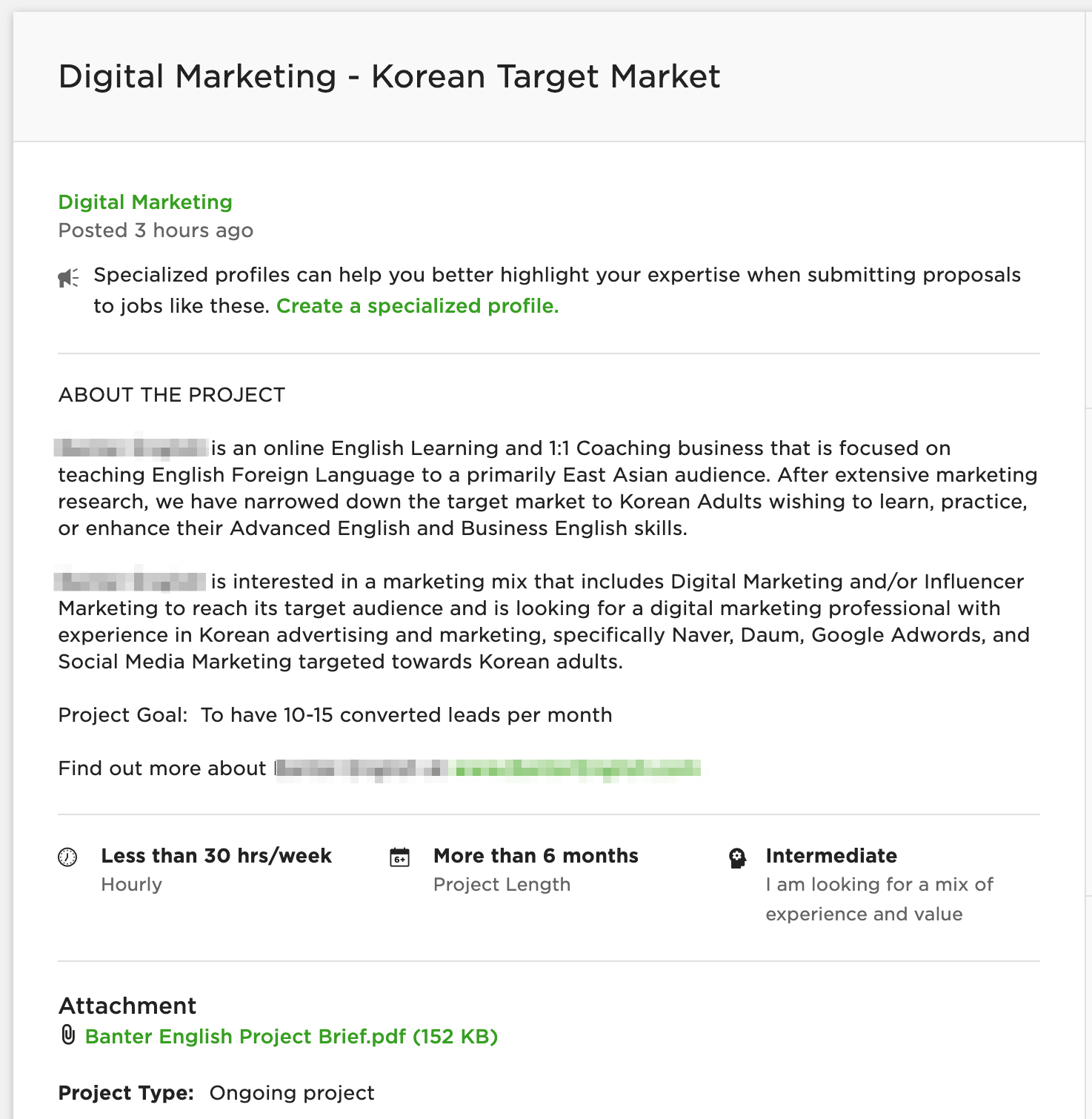 what part of this project most appeals to you Upwork