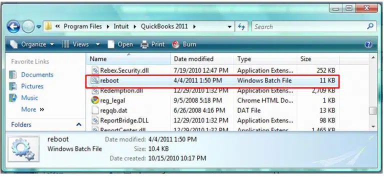 Start your Reboot.bat file