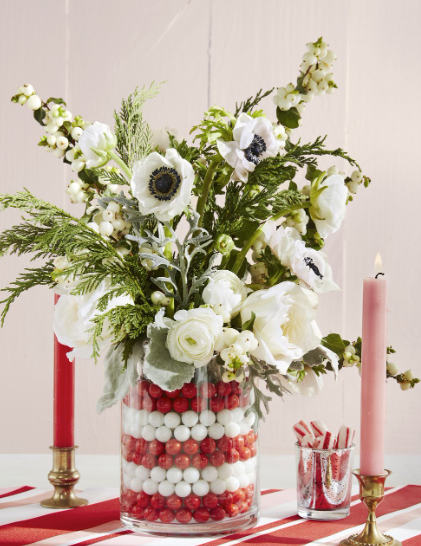 Red and White Flower Vase