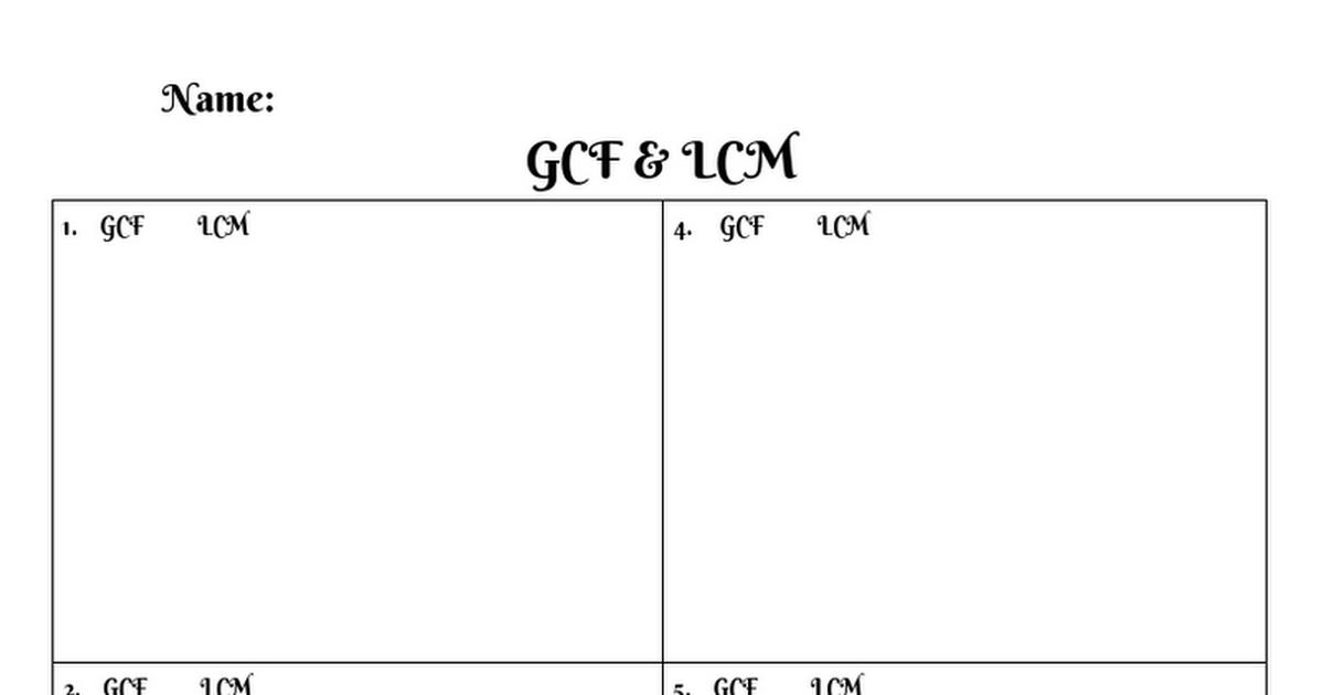 GCF & LCM Task Cards
