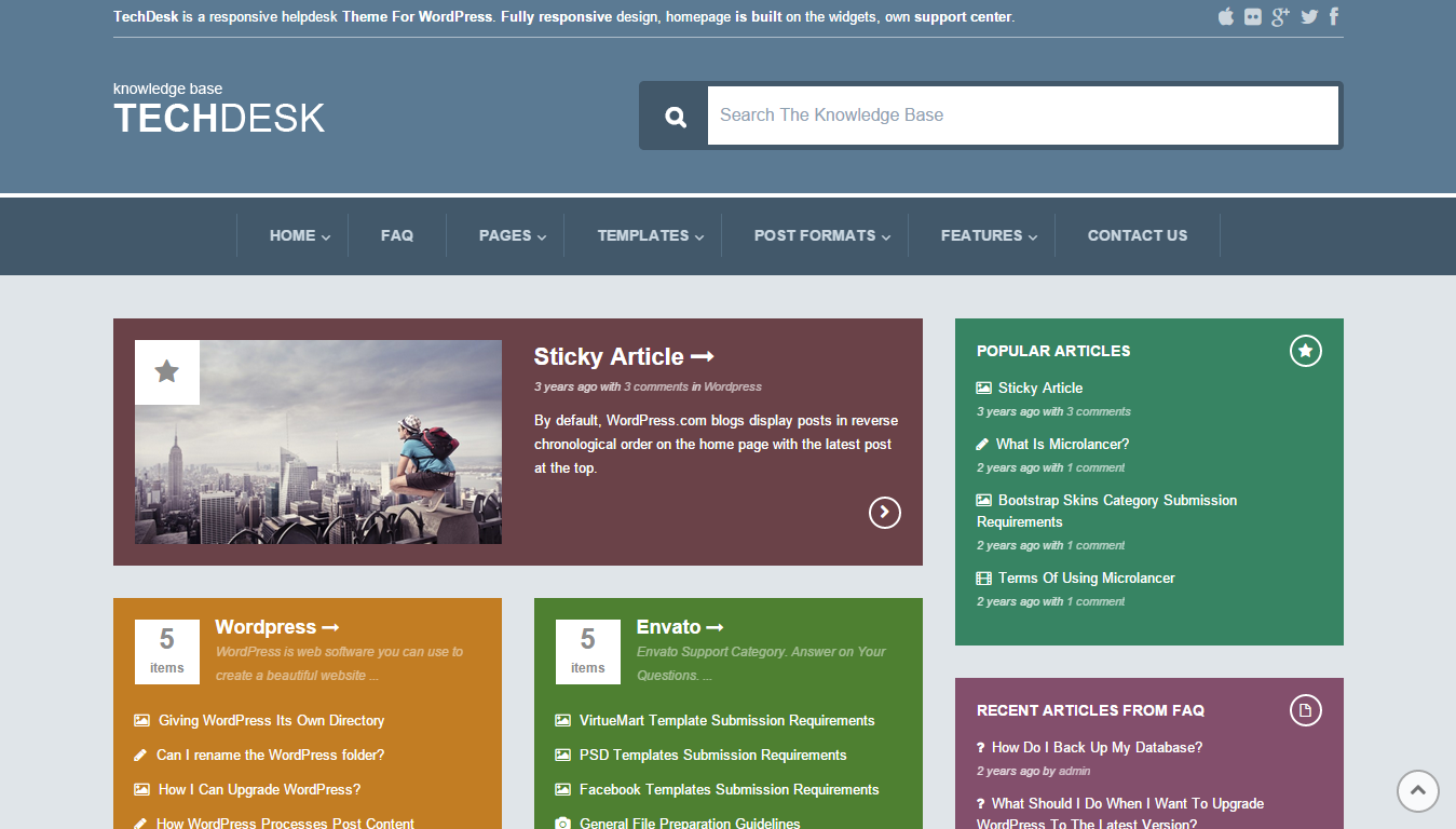TechDesk - Base de conhecimento responsiva/tema de perguntas frequentes
