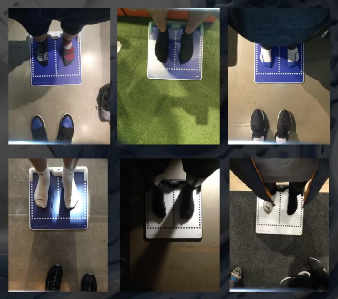 People's feet on the scan mat