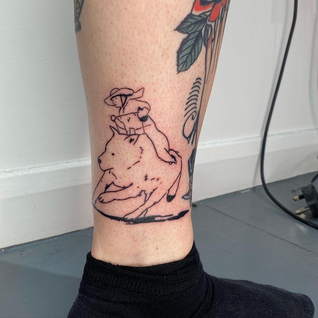 Outlaw Monkey Riding A Dog Tattoo