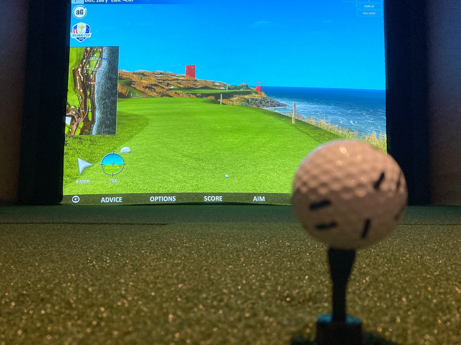 Golf simulator for a birthday party, simulated outdoor spaces, we can host your next event, from rehearsal dinners to work functions to baby showers and bridal showers