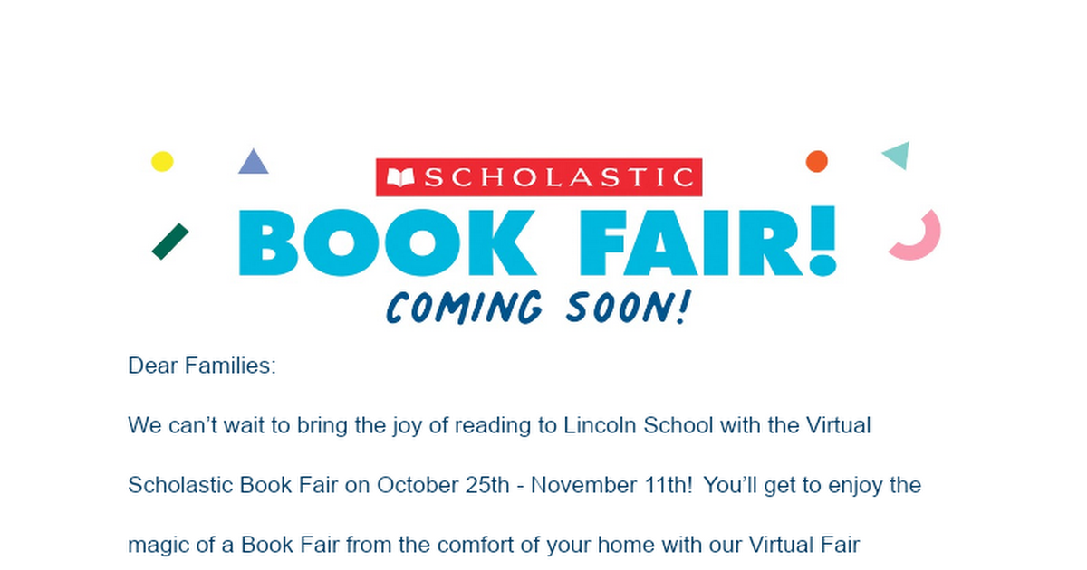 Book Fair- Principal Letter to Families