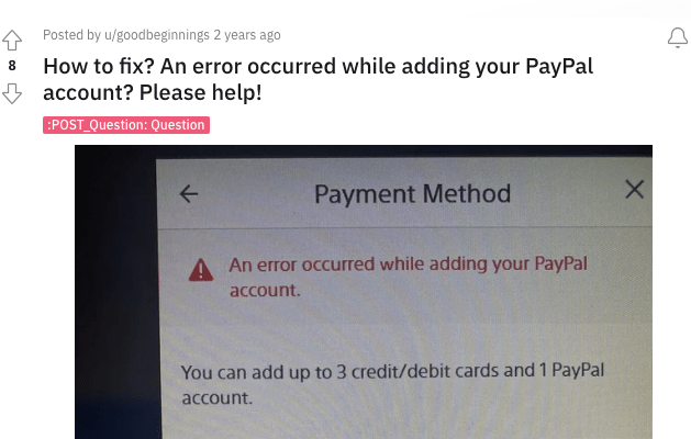 Playstation An Error Occurred While Adding Your Paypal Account